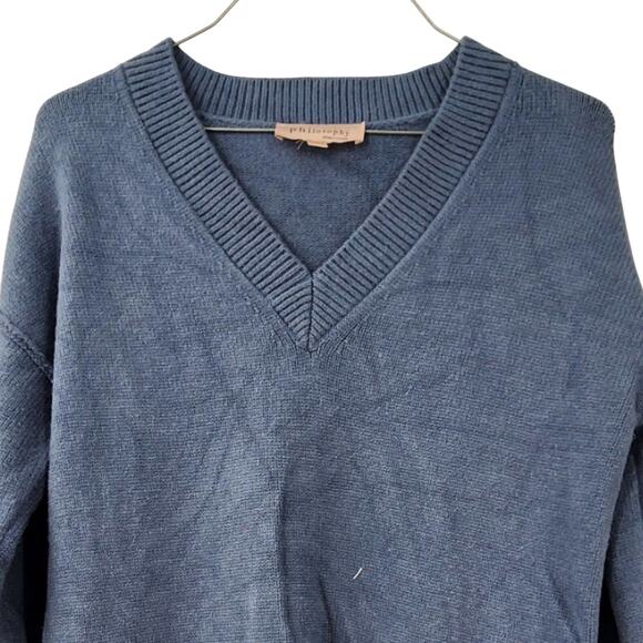 PHILOSOPHY Blue V-Neck Sweater Womens Size Medium M - Picture 3 of 6